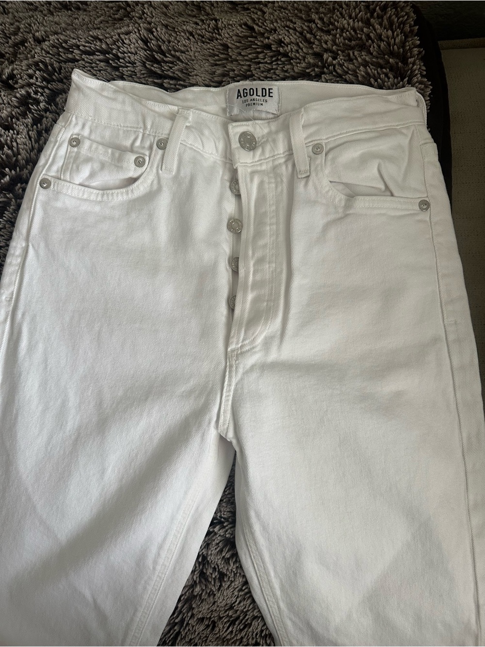 Agolde Slim Straight White Men’s Jeans with Button Fly